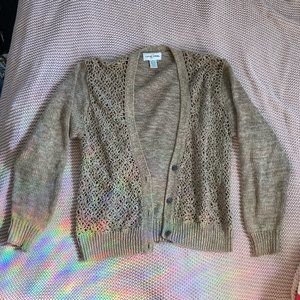 casual corner vintage brown open knit cardigan